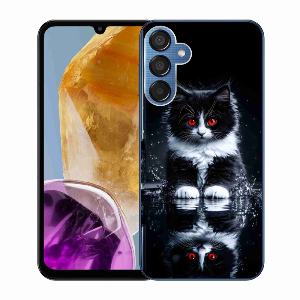 Gelový kryt mmCase na Samsung Galaxy M15 5G - černobílé kotě
