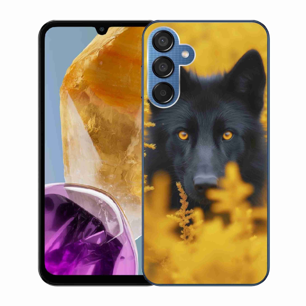 Gelový kryt mmCase na Samsung Galaxy M15 5G - černý vlk 2