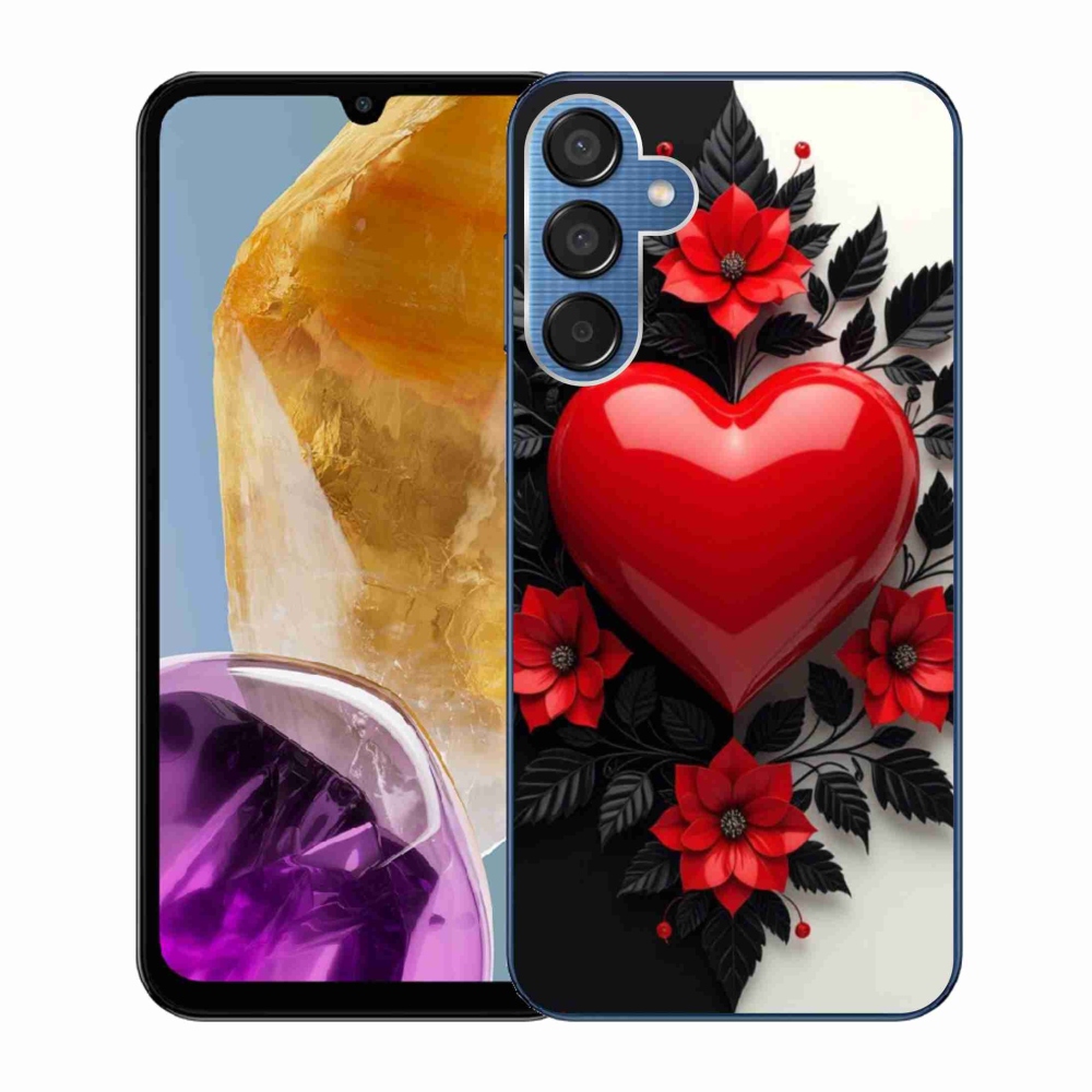 Gelový kryt mmCase na Samsung Galaxy M15 5G - červené srdce