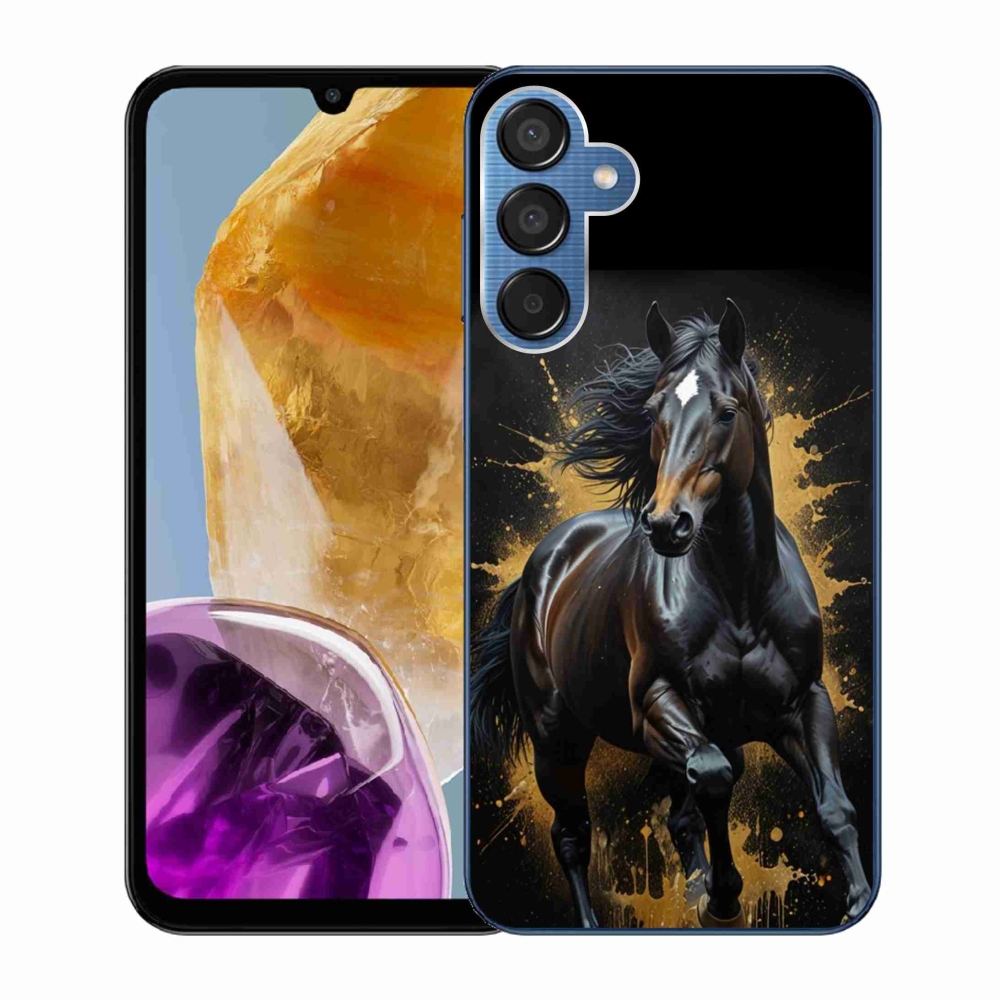 Gelový kryt mmCase na Samsung Galaxy M15 5G - elegantní černý hřebec