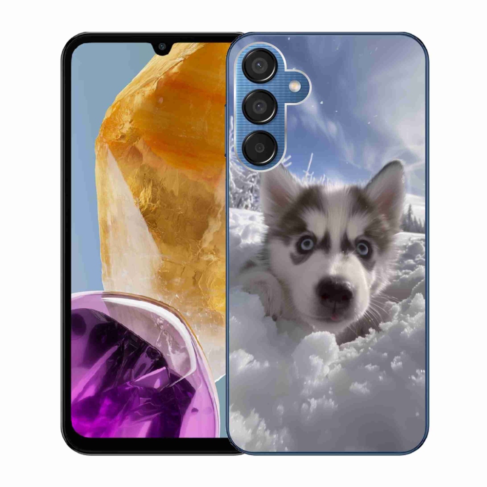 Gelový kryt mmCase na Samsung Galaxy M15 5G - husky ve sněhu