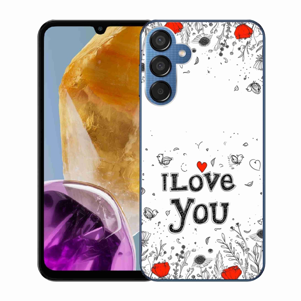 Gelový kryt mmCase na Samsung Galaxy M15 5G - I love you bílé pozadí