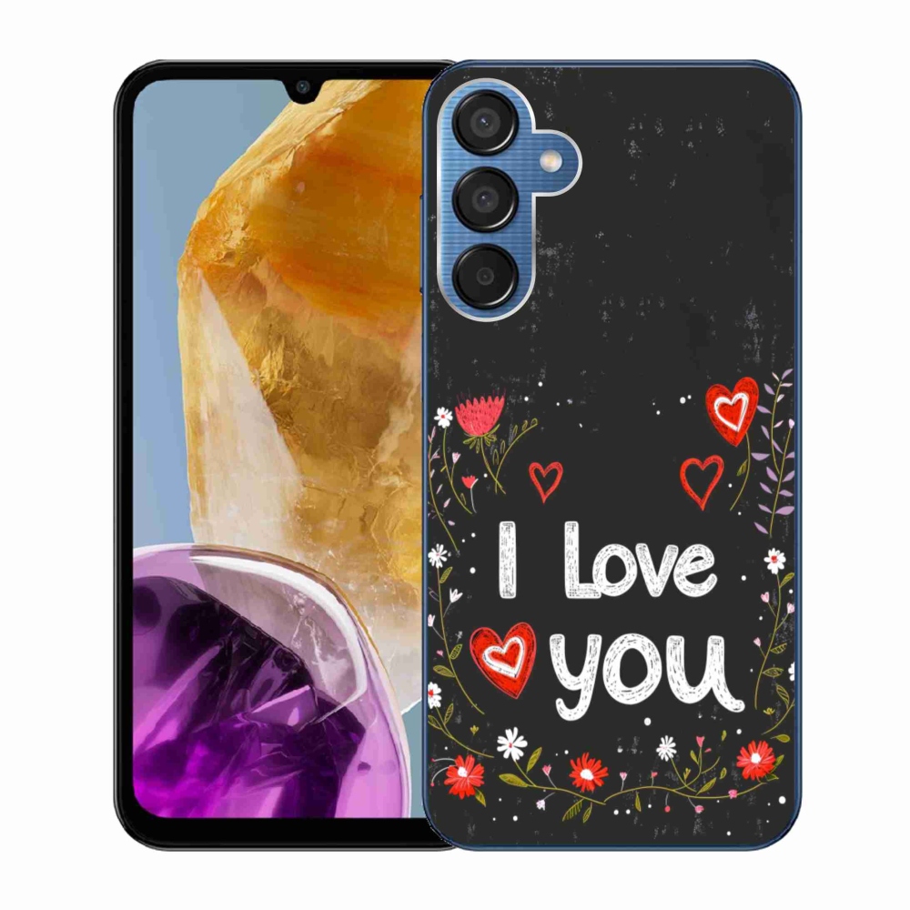 Gelový kryt mmCase na Samsung Galaxy M15 5G - I love you černé pozadí