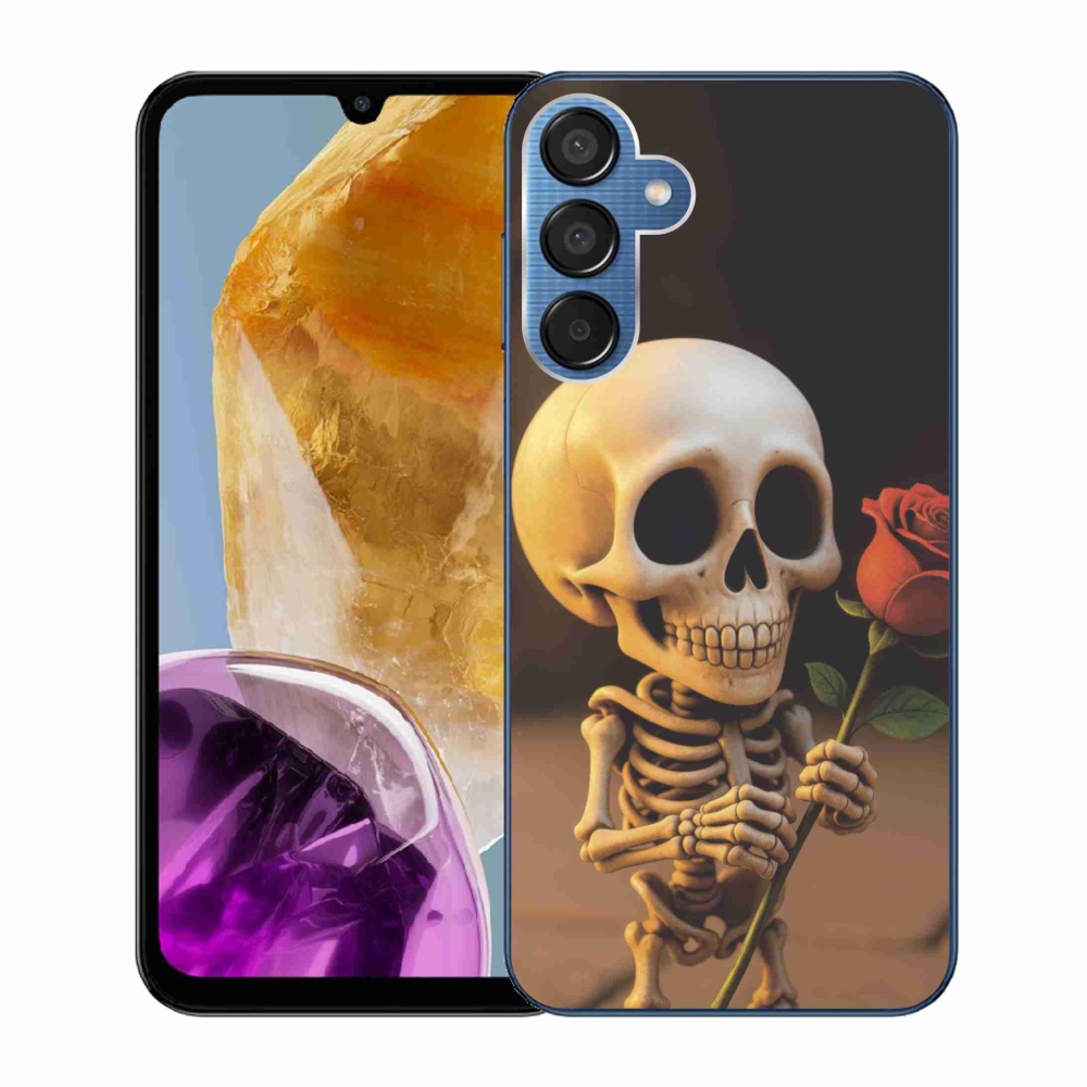 Gelový kryt mmCase na Samsung Galaxy M15 5G - kostlivec s růží