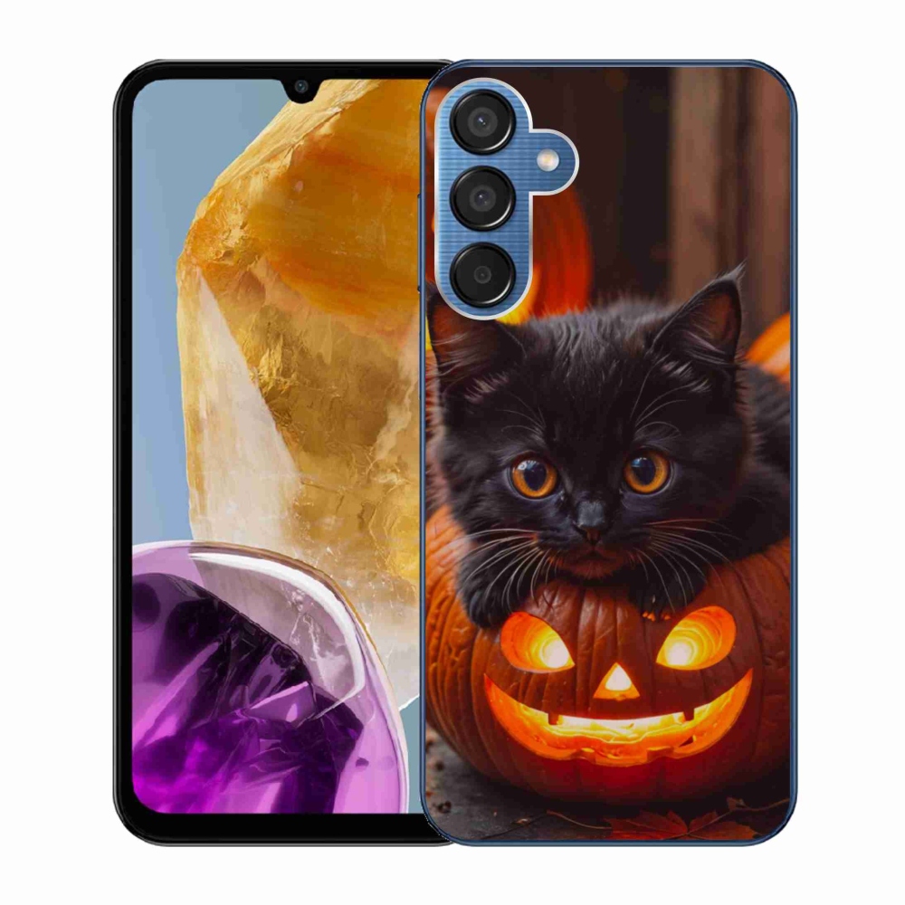 Gelový kryt mmCase na Samsung Galaxy M15 5G - kotě a dýně