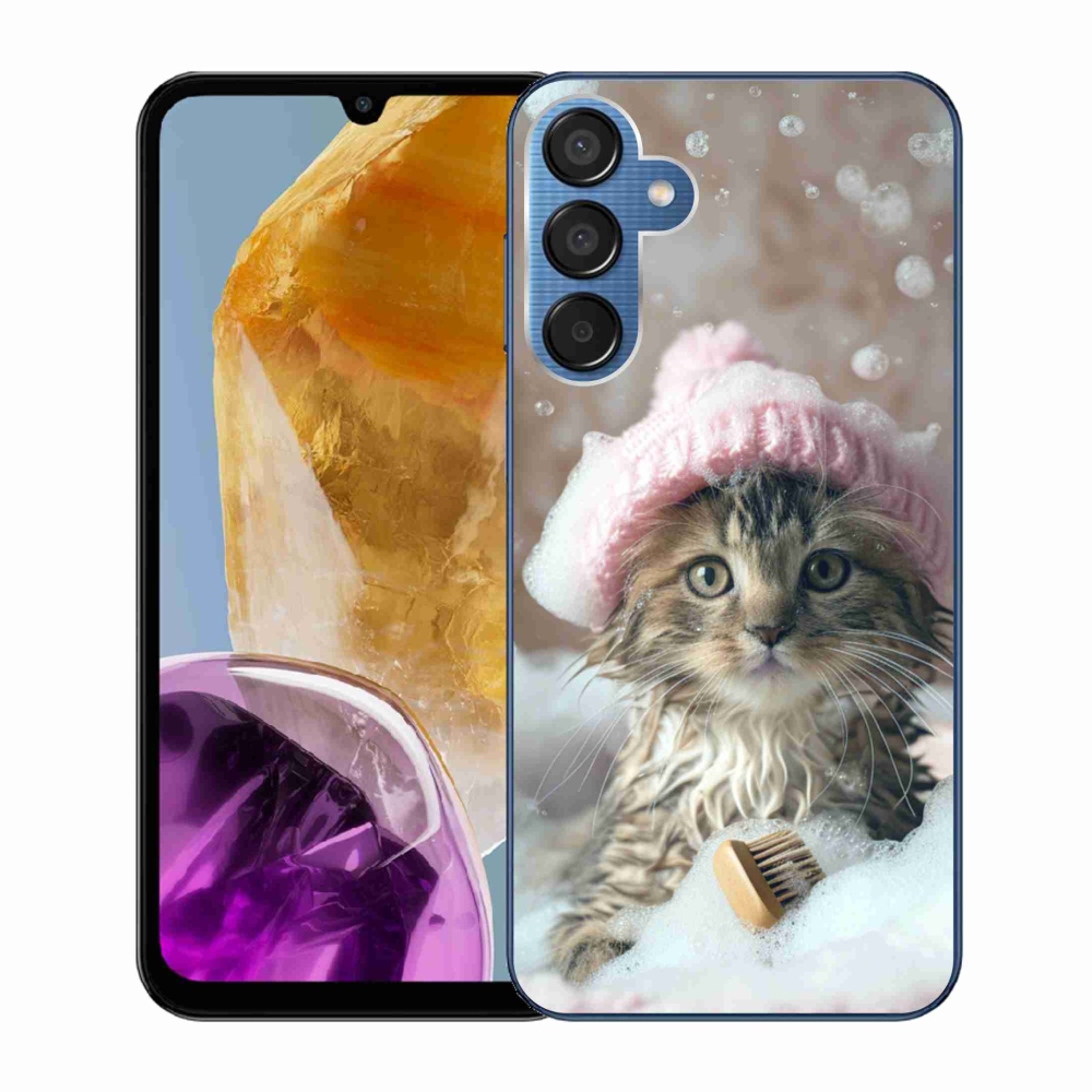 Gelový kryt mmCase na Samsung Galaxy M15 5G - kotě a koupel