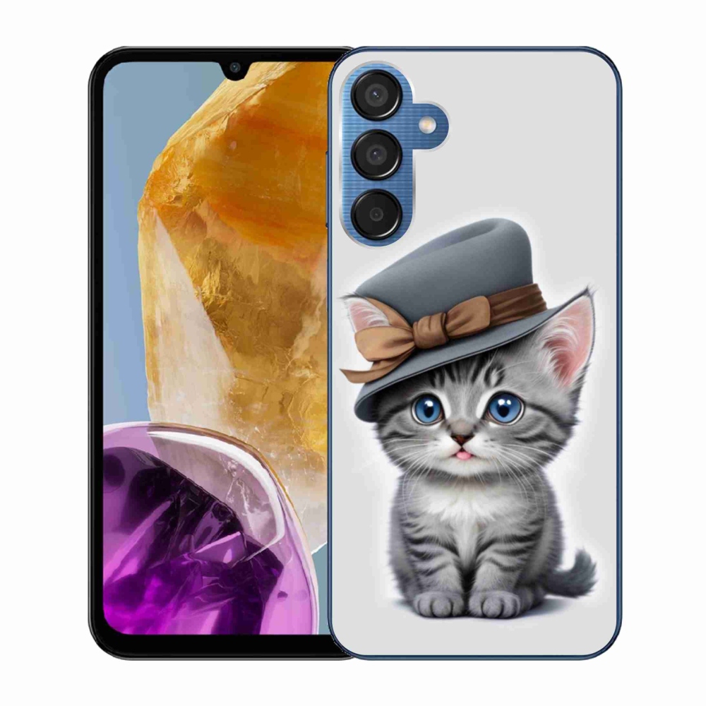 Gelový kryt mmCase na Samsung Galaxy M15 5G - kotě s kloboukem