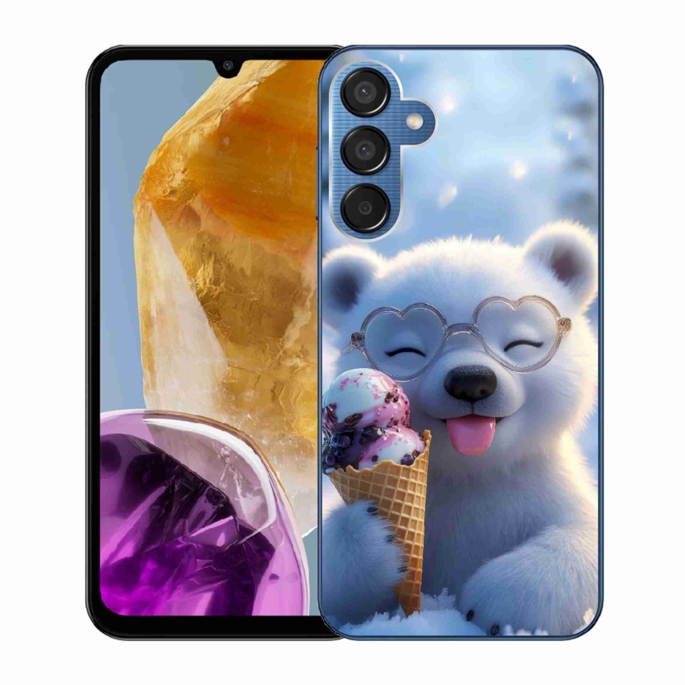 Gelový kryt mmCase na Samsung Galaxy M15 5G - medvídek se zmrzlinou