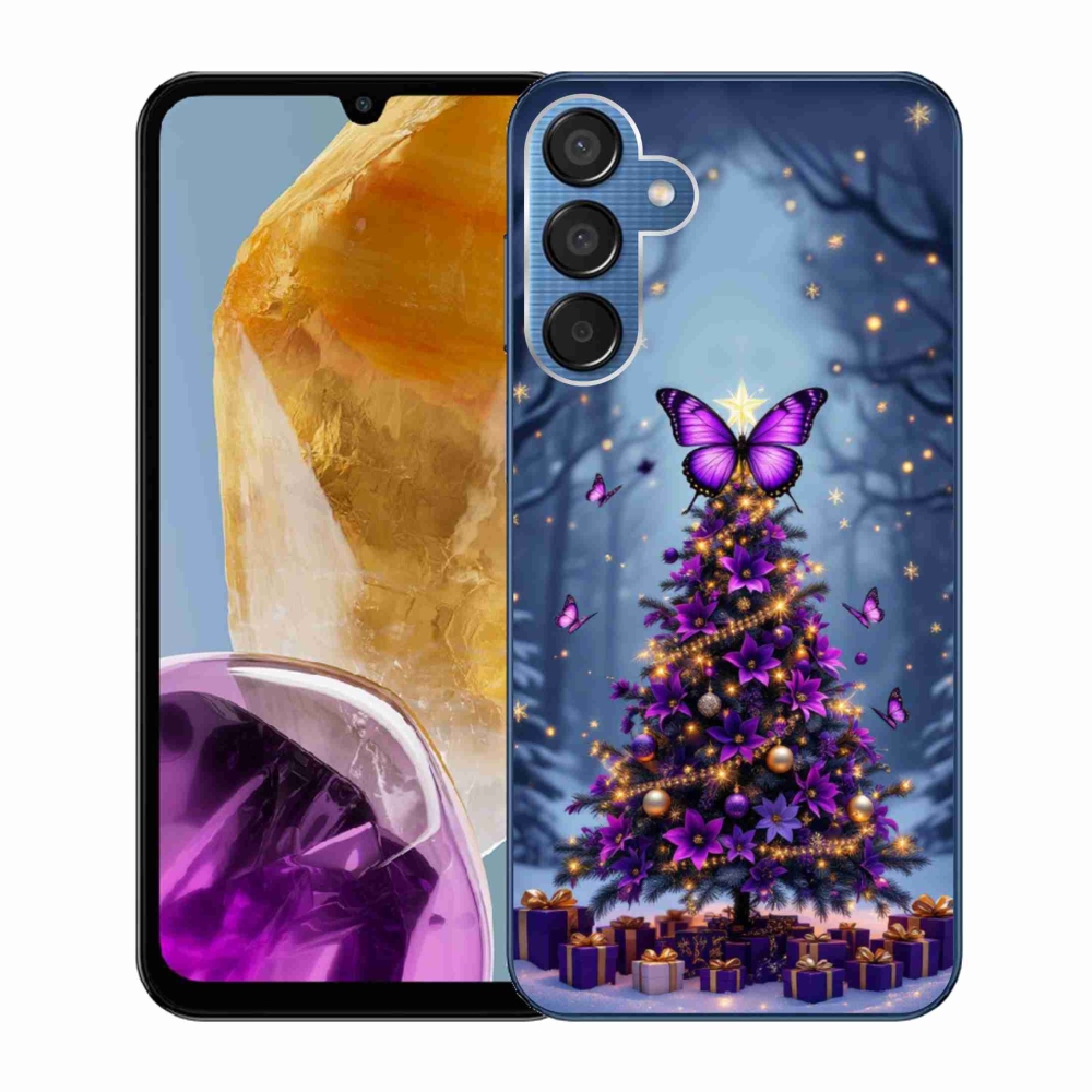 Gelový kryt mmCase na Samsung Galaxy M15 5G - motýlí vánoční stromek