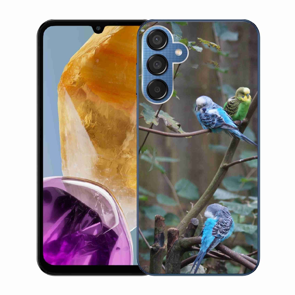 Gelový kryt mmCase na Samsung Galaxy M15 5G - papoušci na větvi