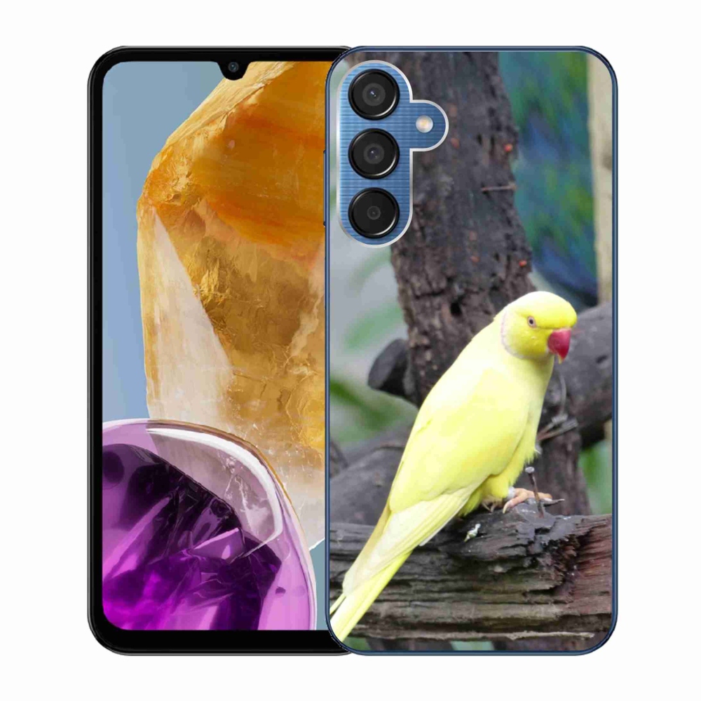 Gelový kryt mmCase na Samsung Galaxy M15 5G - papoušek alexandr žlutý