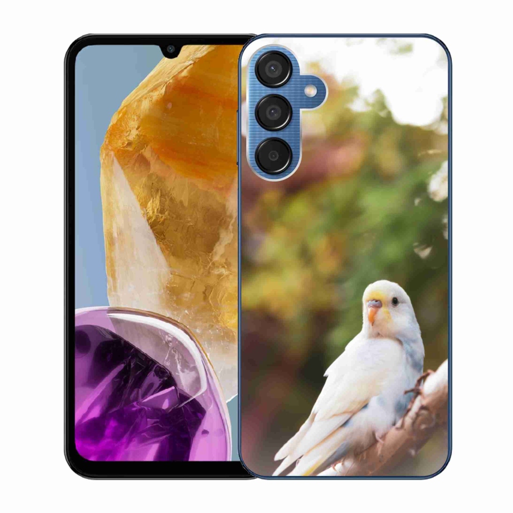 Gelový kryt mmCase na Samsung Galaxy M15 5G - papoušek andulka bílá