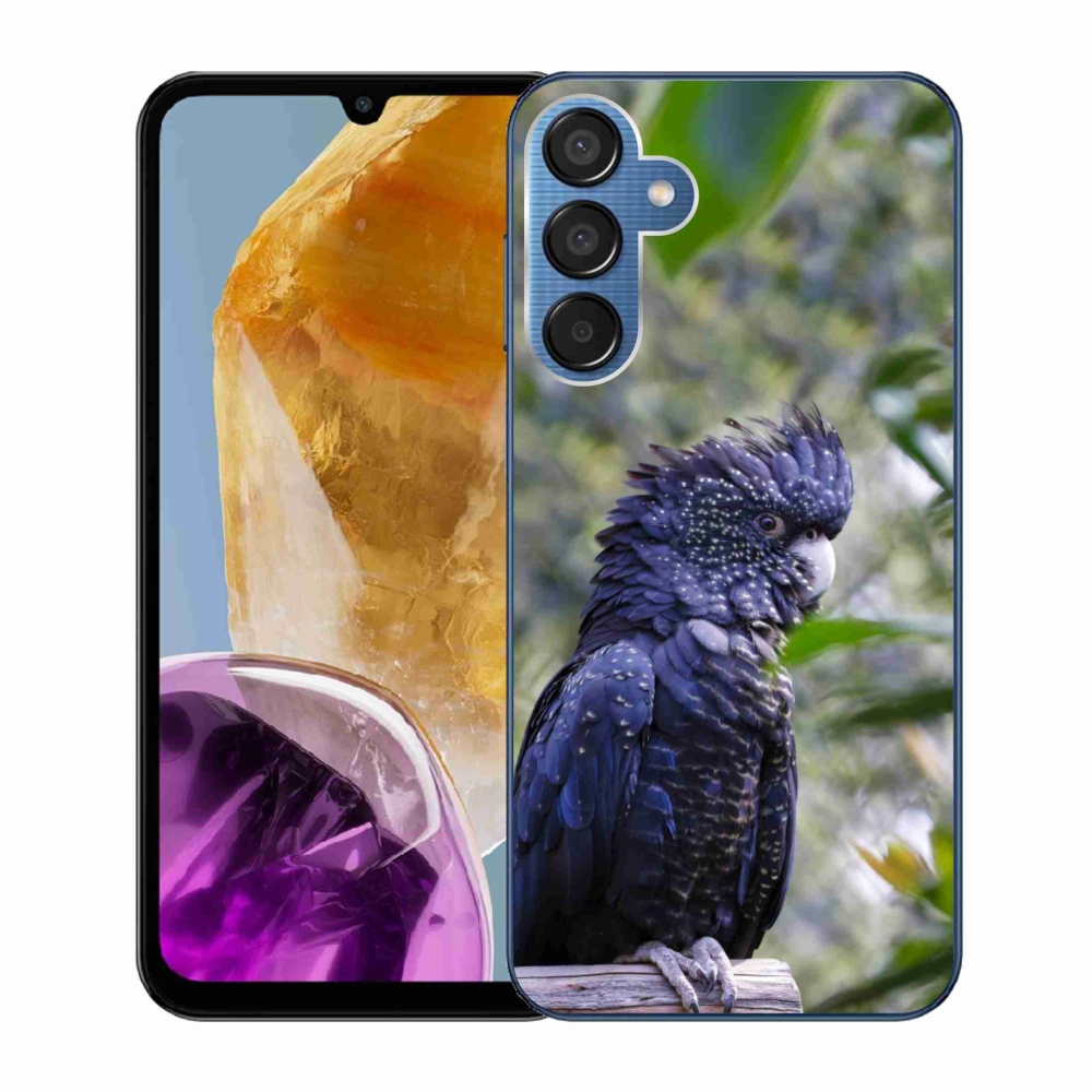 Gelový kryt mmCase na Samsung Galaxy M15 5G - papoušek kakadu černý
