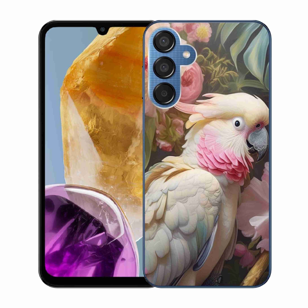 Gelový kryt mmCase na Samsung Galaxy M15 5G - papoušek kakadu růžový 2