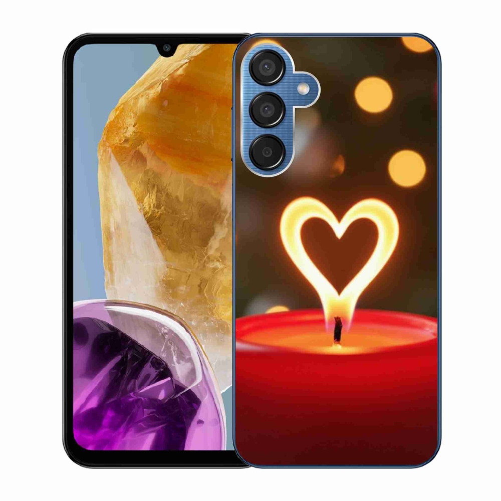 Gelový kryt mmCase na Samsung Galaxy M15 5G - srdce z plamene