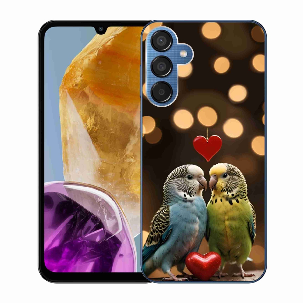 Gelový kryt mmCase na Samsung Galaxy M15 5G - zamilovaní papoušci