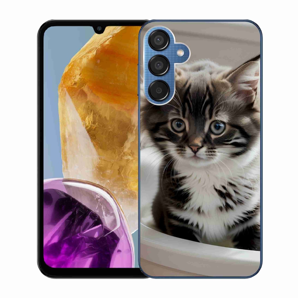 Gelový kryt mmCase na Samsung Galaxy M15 5G - zvědavé kotě