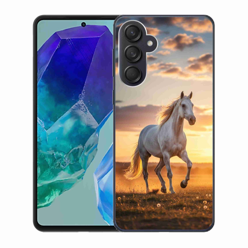 Gelový kryt mmCase na Samsung Galaxy M55 5G - běžící bílý kůň 2