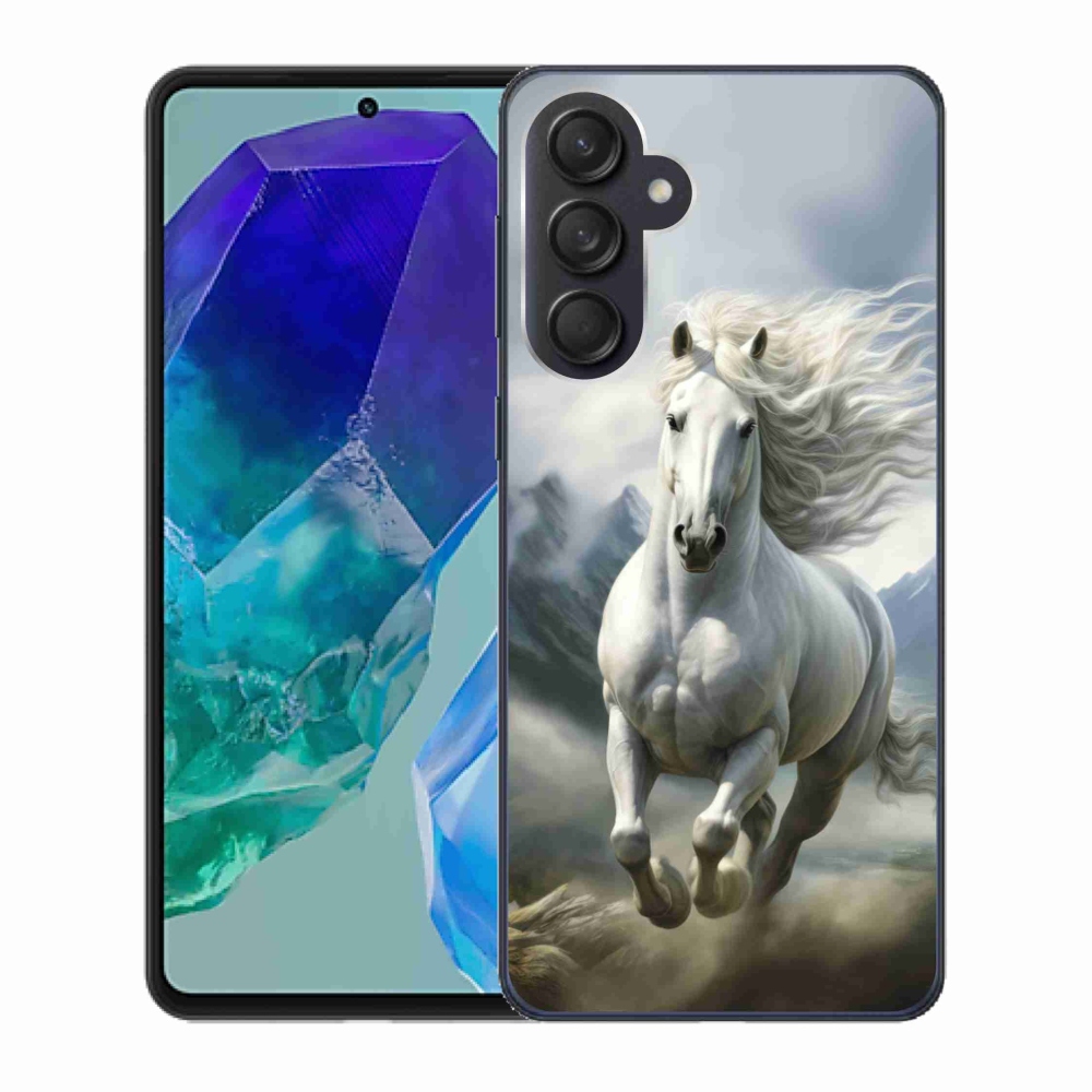Gelový kryt mmCase na Samsung Galaxy M55 5G - běžící bílý kůň 3