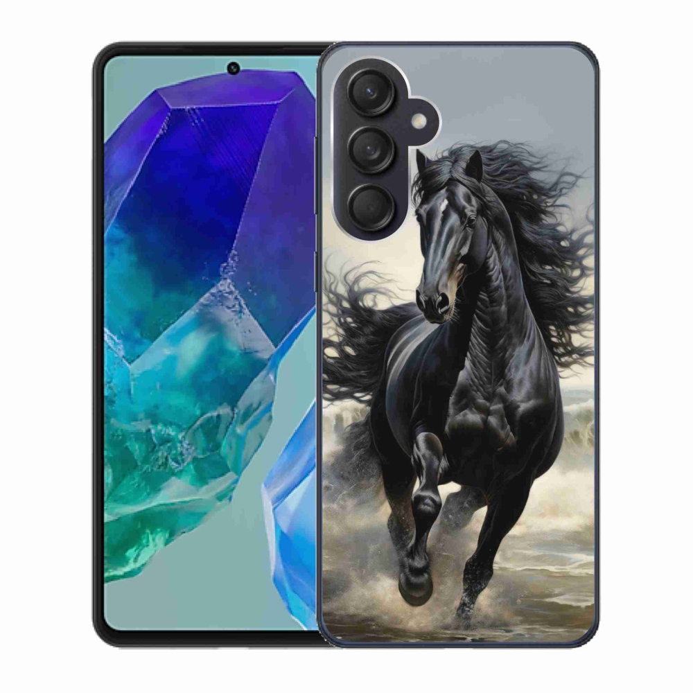 Gelový kryt mmCase na Samsung Galaxy M55 5G - běžící černý kůň
