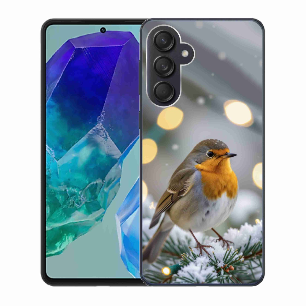 Gelový kryt mmCase na Samsung Galaxy M55 5G - červenka v zimě