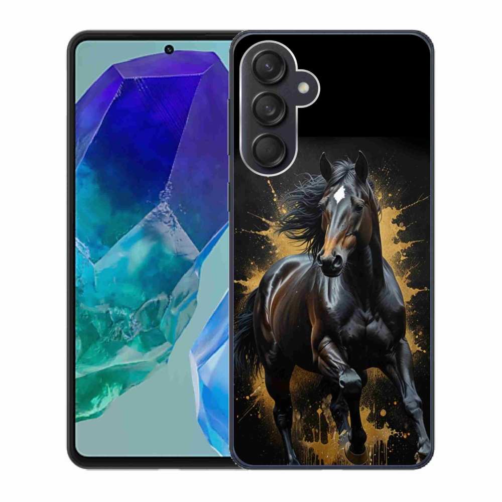 Gelový kryt mmCase na Samsung Galaxy M55 5G - elegantní černý hřebec