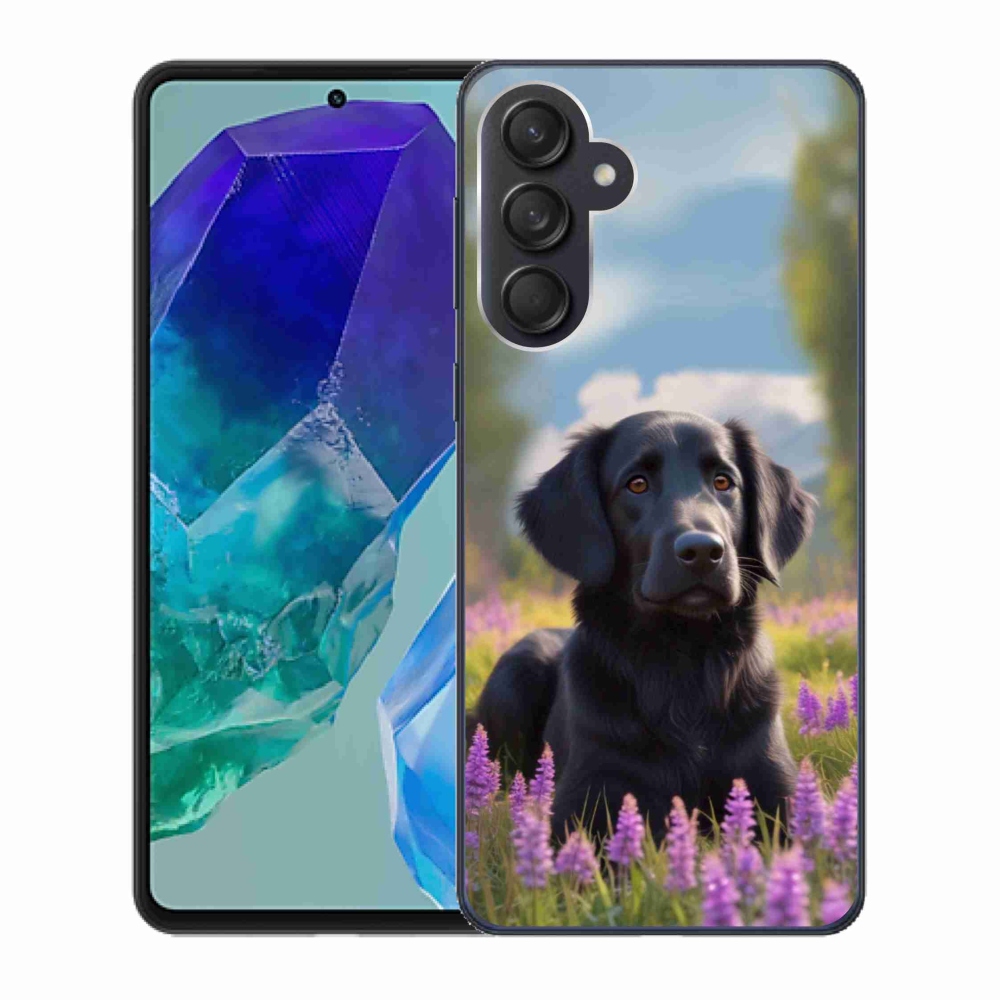 Gelový kryt mmCase na Samsung Galaxy M55 5G - elegantní černý retrívr