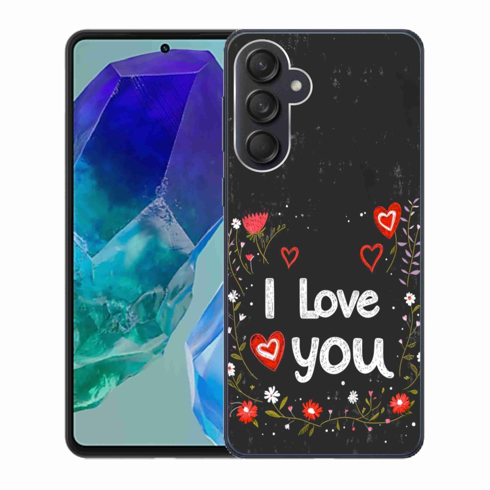 Gelový kryt mmCase na Samsung Galaxy M55 5G - I love you černé pozadí