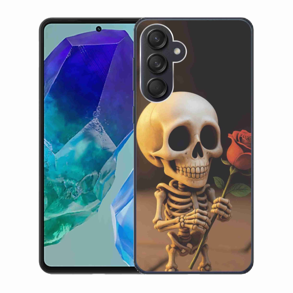 Gelový kryt mmCase na Samsung Galaxy M55 5G - kostlivec s růží