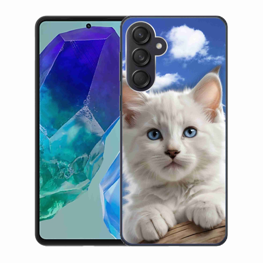 Gelový kryt mmCase na Samsung Galaxy M55 5G - kotě a oblaka