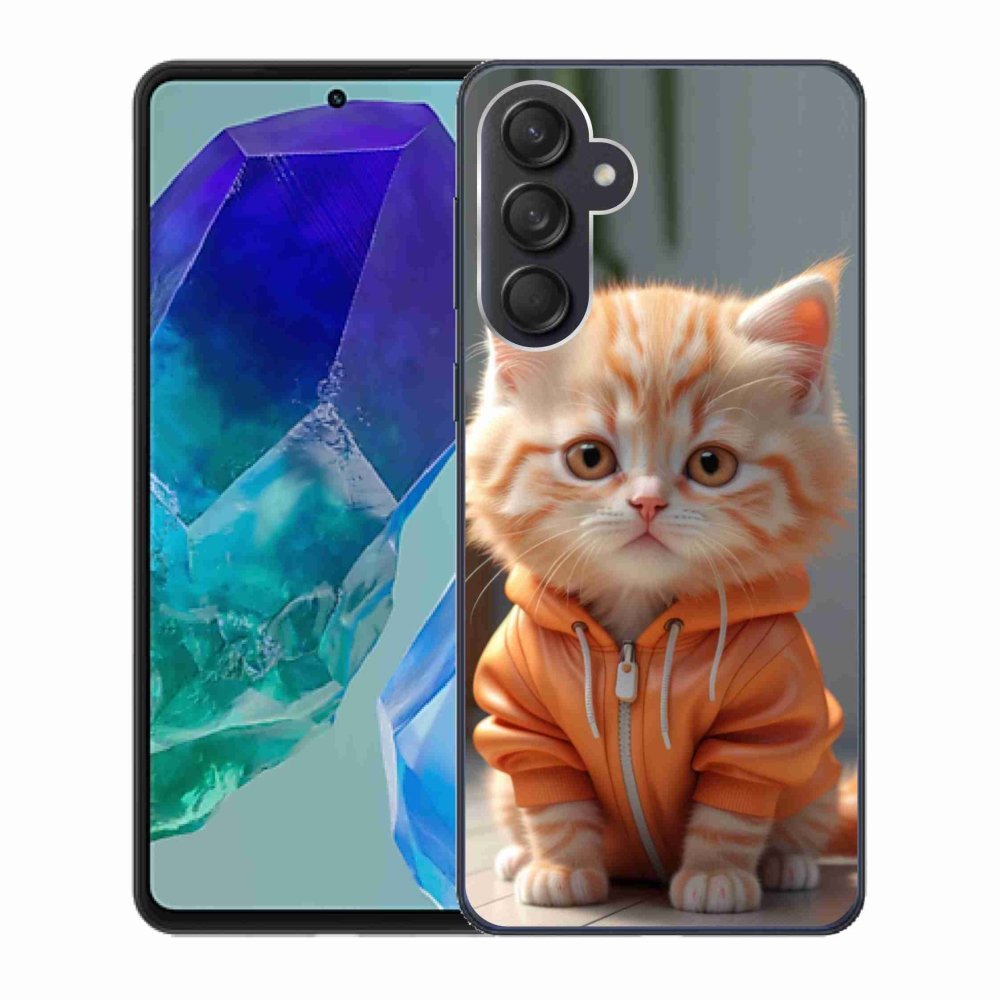 Gelový kryt mmCase na Samsung Galaxy M55 5G - kotě v mikině
