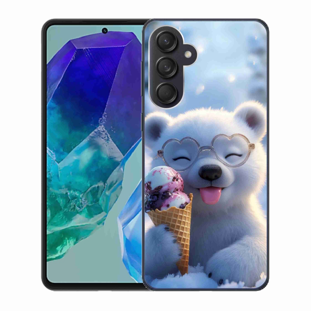 Gelový kryt mmCase na Samsung Galaxy M55 5G - medvídek se zmrzlinou