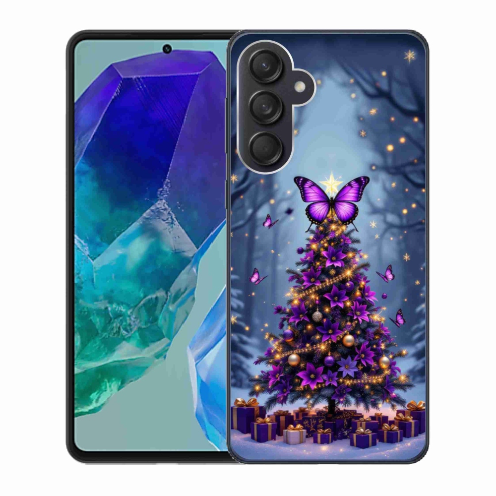 Gelový kryt mmCase na Samsung Galaxy M55 5G - motýlí vánoční stromek