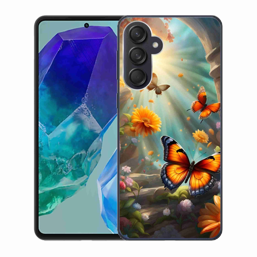 Gelový kryt mmCase na Samsung Galaxy M55 5G - motýlí zahrada 2