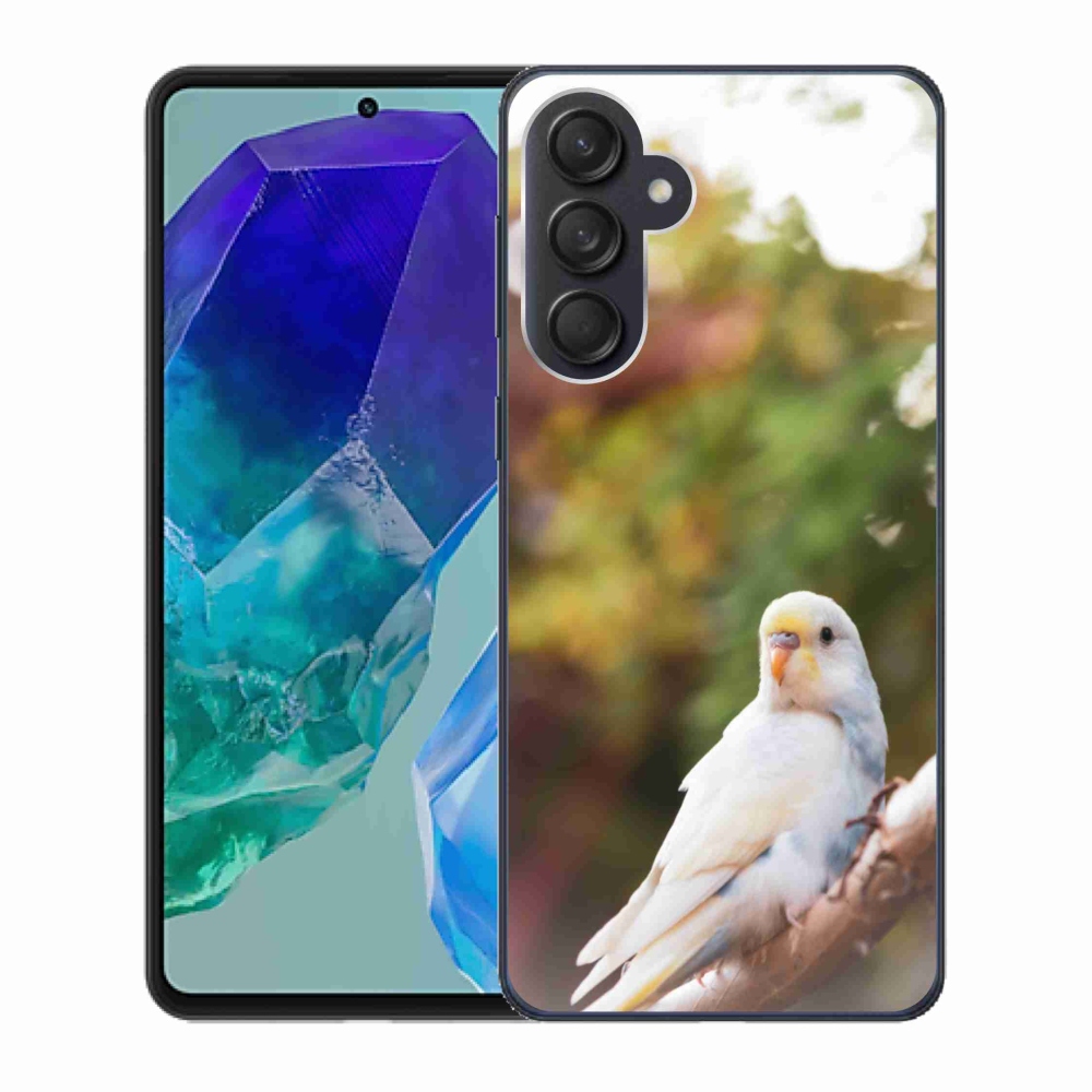 Gelový kryt mmCase na Samsung Galaxy M55 5G - papoušek andulka bílá
