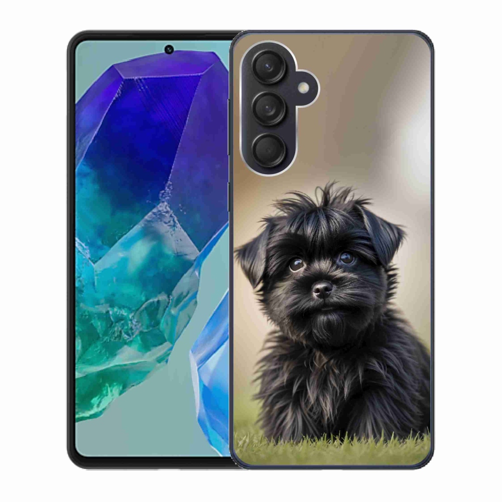Gelový kryt mmCase na Samsung Galaxy M55 5G - roztomilý černý pejsek