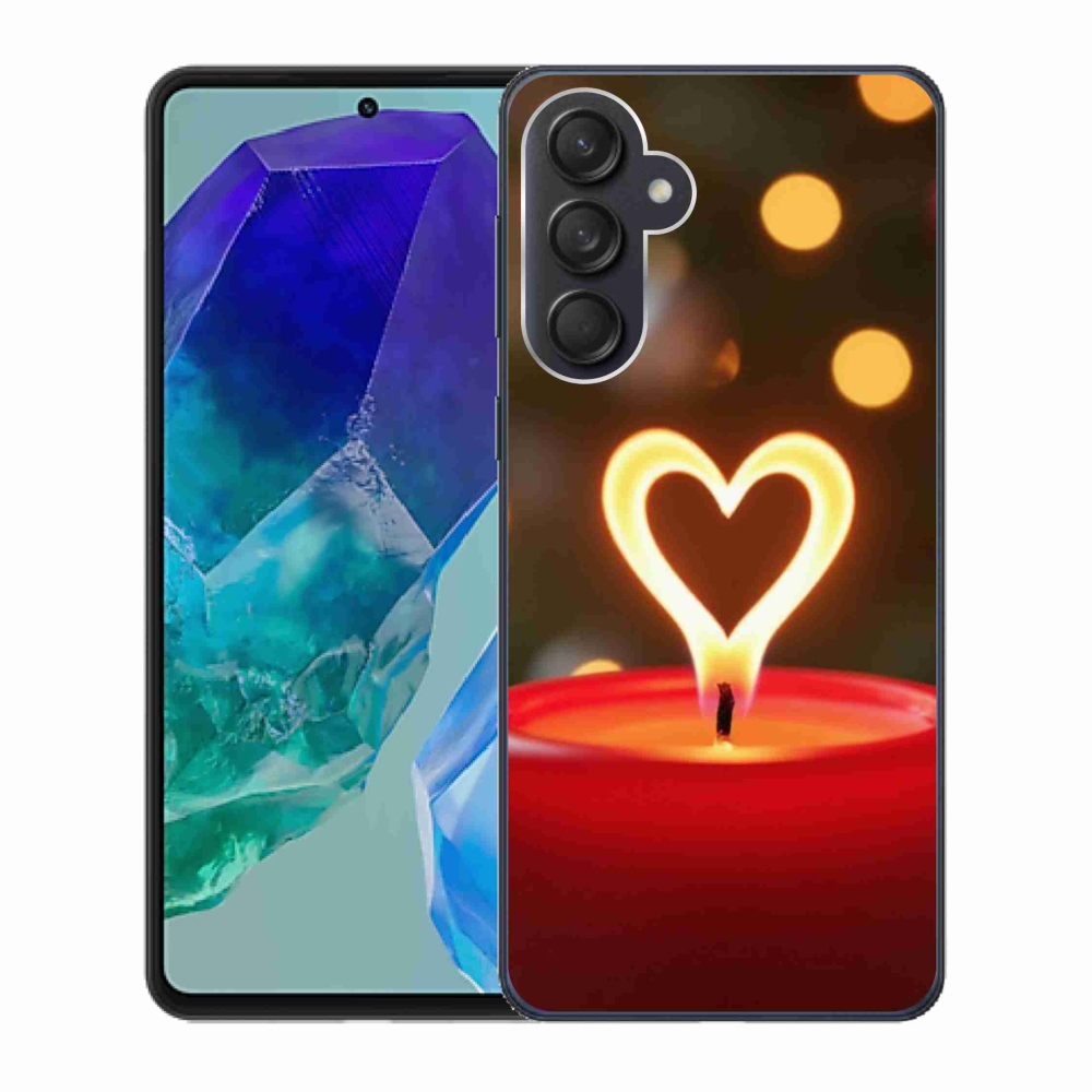 Gelový kryt mmCase na Samsung Galaxy M55 5G - srdce z plamene