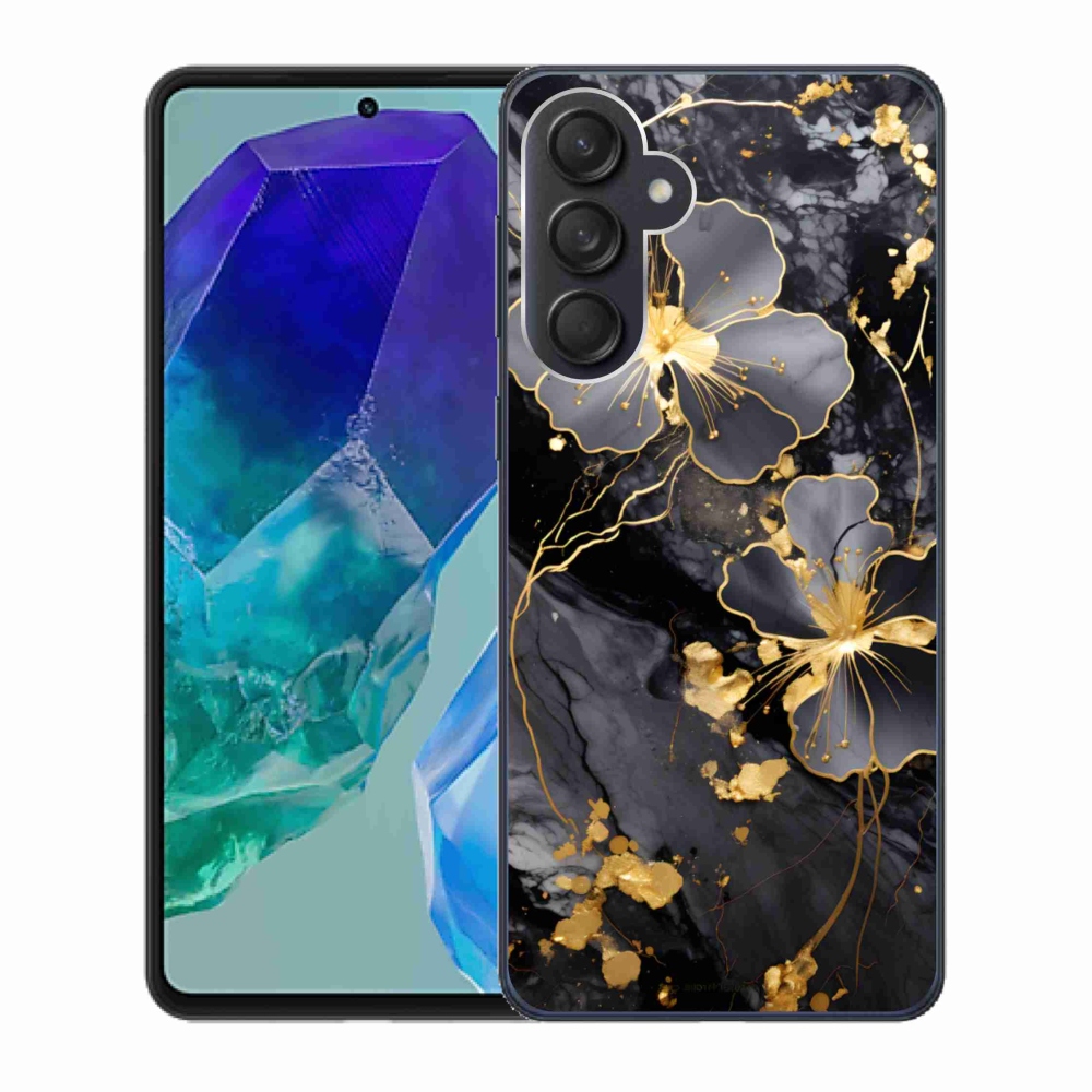 Gelový kryt mmCase na Samsung Galaxy M55 5G - zlaté květy