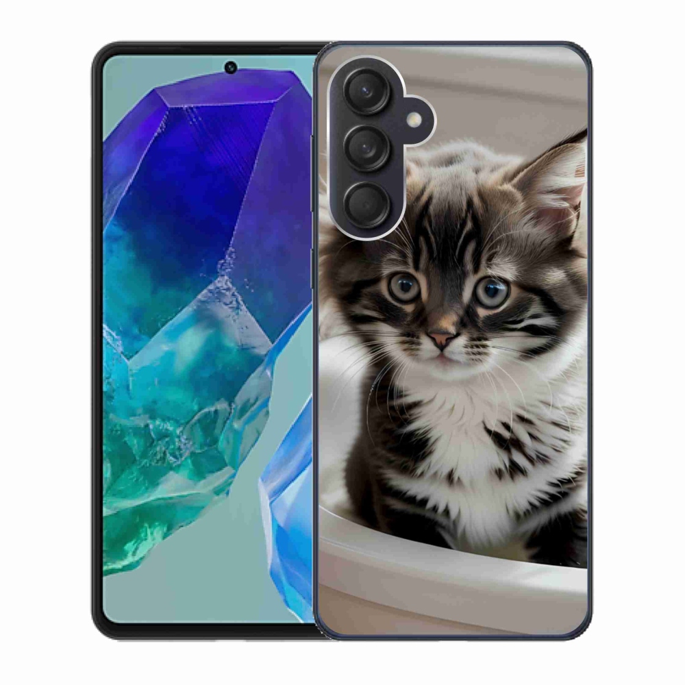 Gelový kryt mmCase na Samsung Galaxy M55 5G - zvědavé kotě