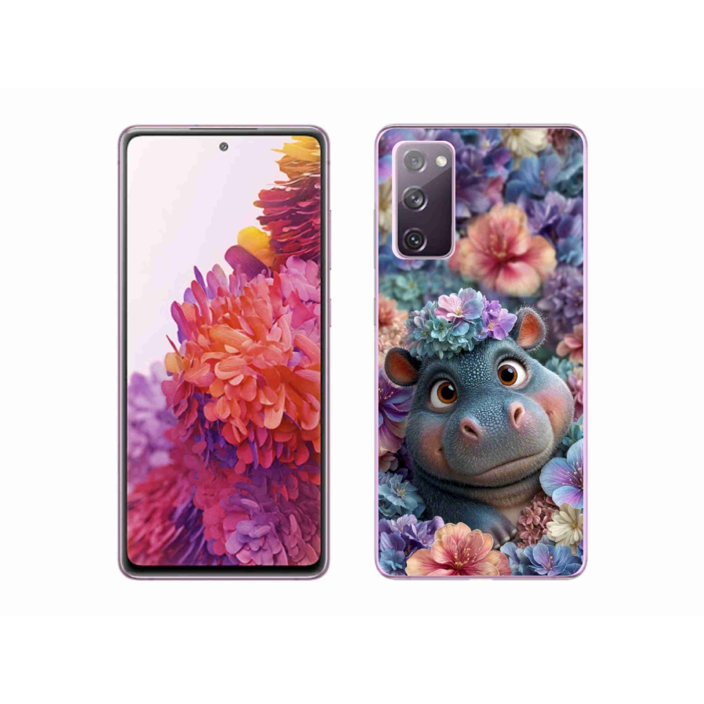Gelový kryt mmCase na Samsung Galaxy S20 FE - hrošík v květinách