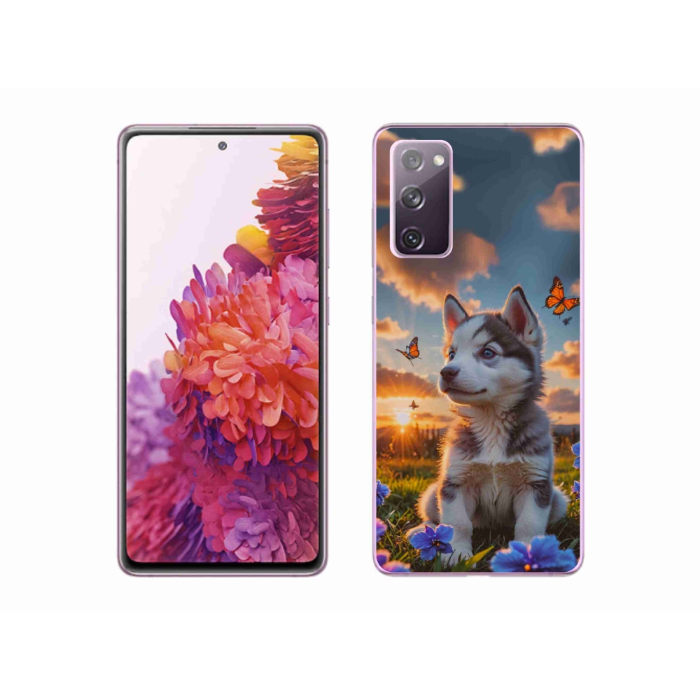 Gelový kryt mmCase na Samsung Galaxy S20 FE - husky při západu slunce