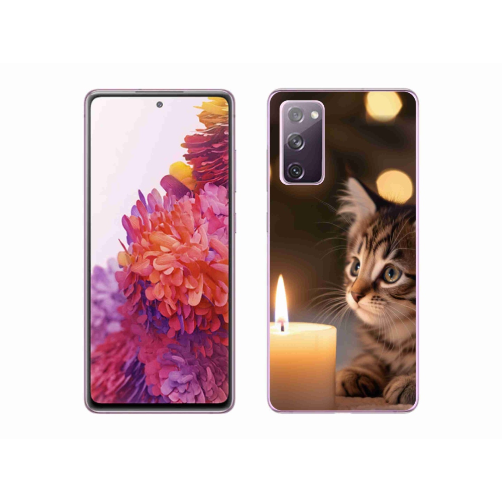 Gelový kryt mmCase na Samsung Galaxy S20 FE - kotě a svíčka