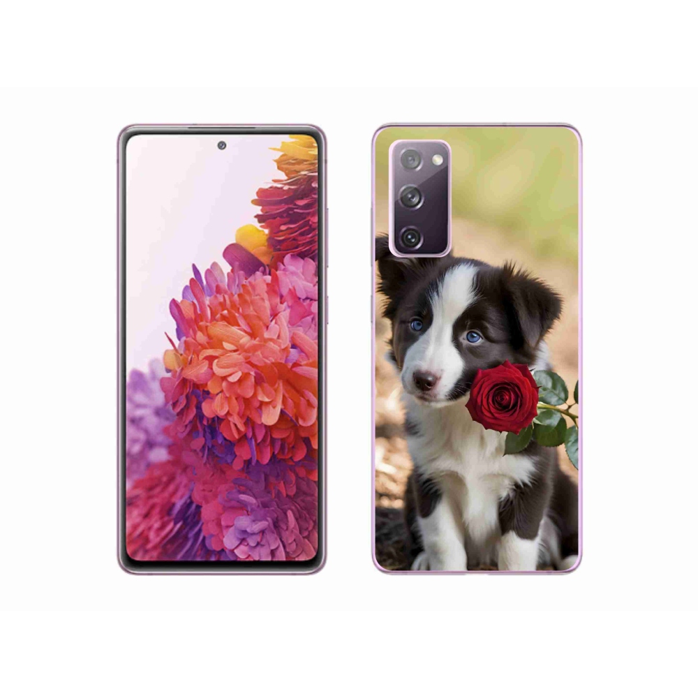 Gelový kryt mmCase na Samsung Galaxy S20 FE - roztomilá border kolie s růží