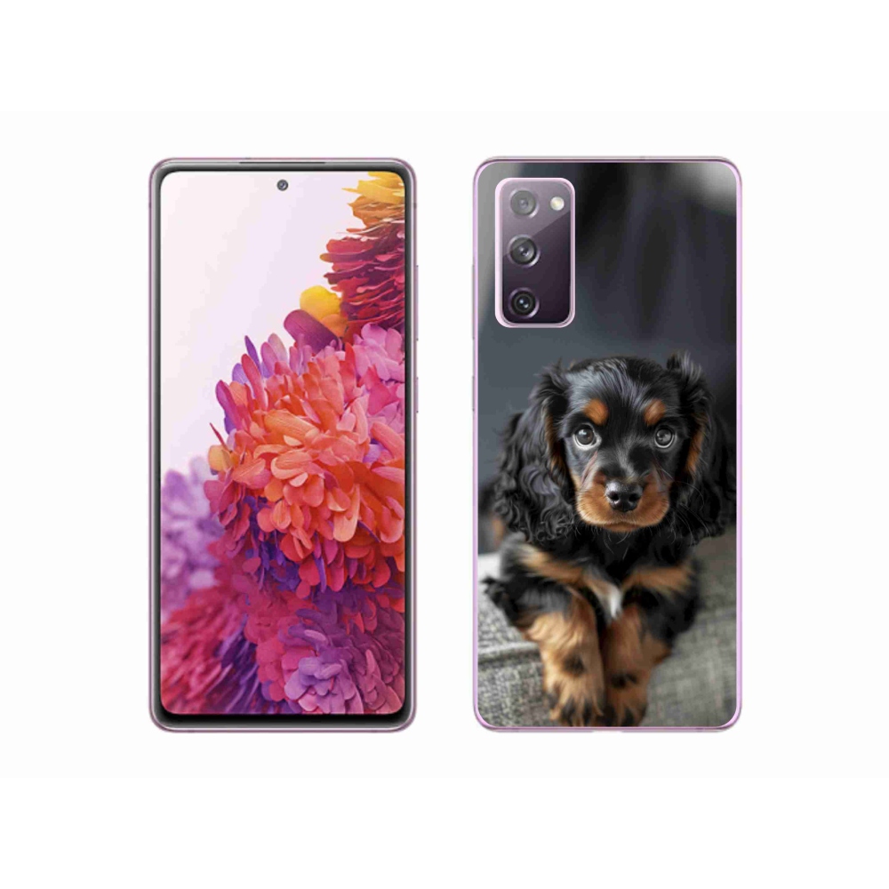 Gelový kryt mmCase na Samsung Galaxy S20 FE - roztomilý dlouhosrstý jezevčík