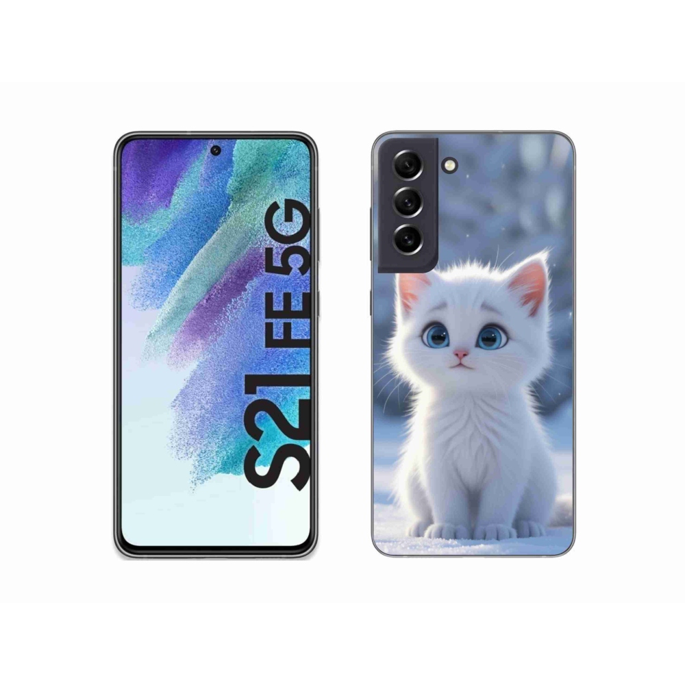 Gelový kryt mmCase na Samsung Galaxy S21 FE 5G - bílé kotě 3