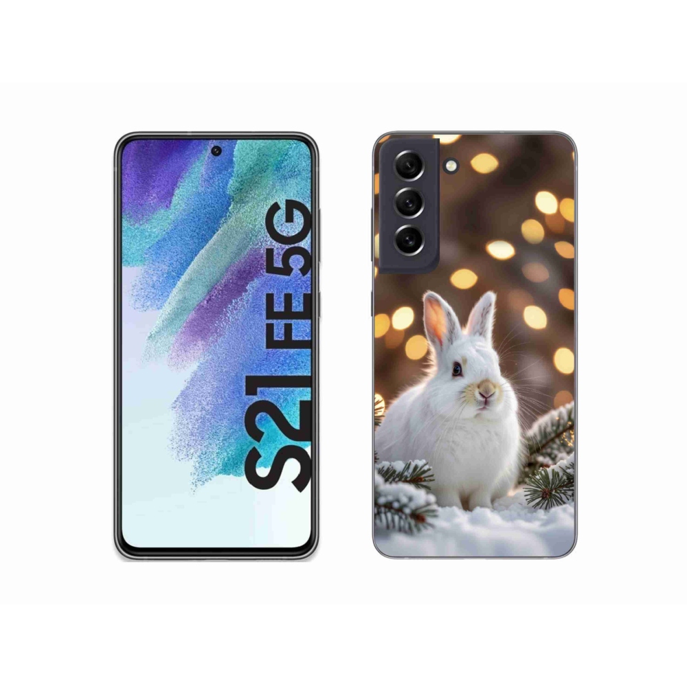 Gelový kryt mmCase na Samsung Galaxy S21 FE 5G - bílý zajíc
