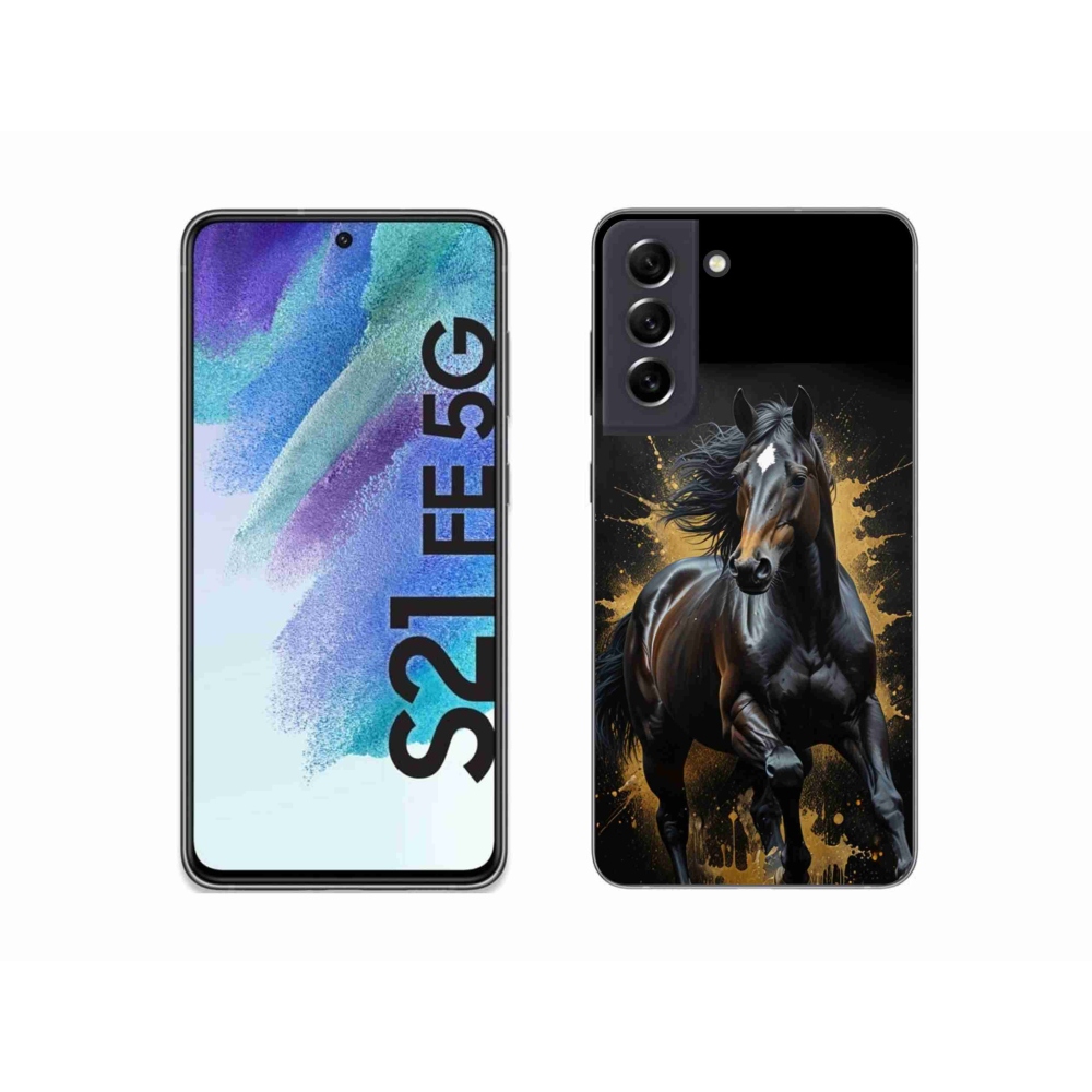 Gelový kryt mmCase na Samsung Galaxy S21 FE 5G - elegantní černý hřebec