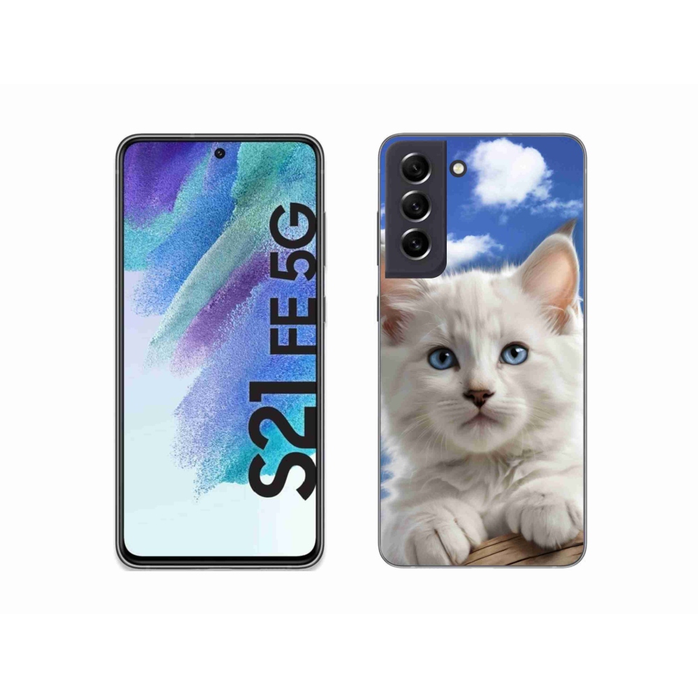 Gelový kryt mmCase na Samsung Galaxy S21 FE 5G - kotě a oblaka