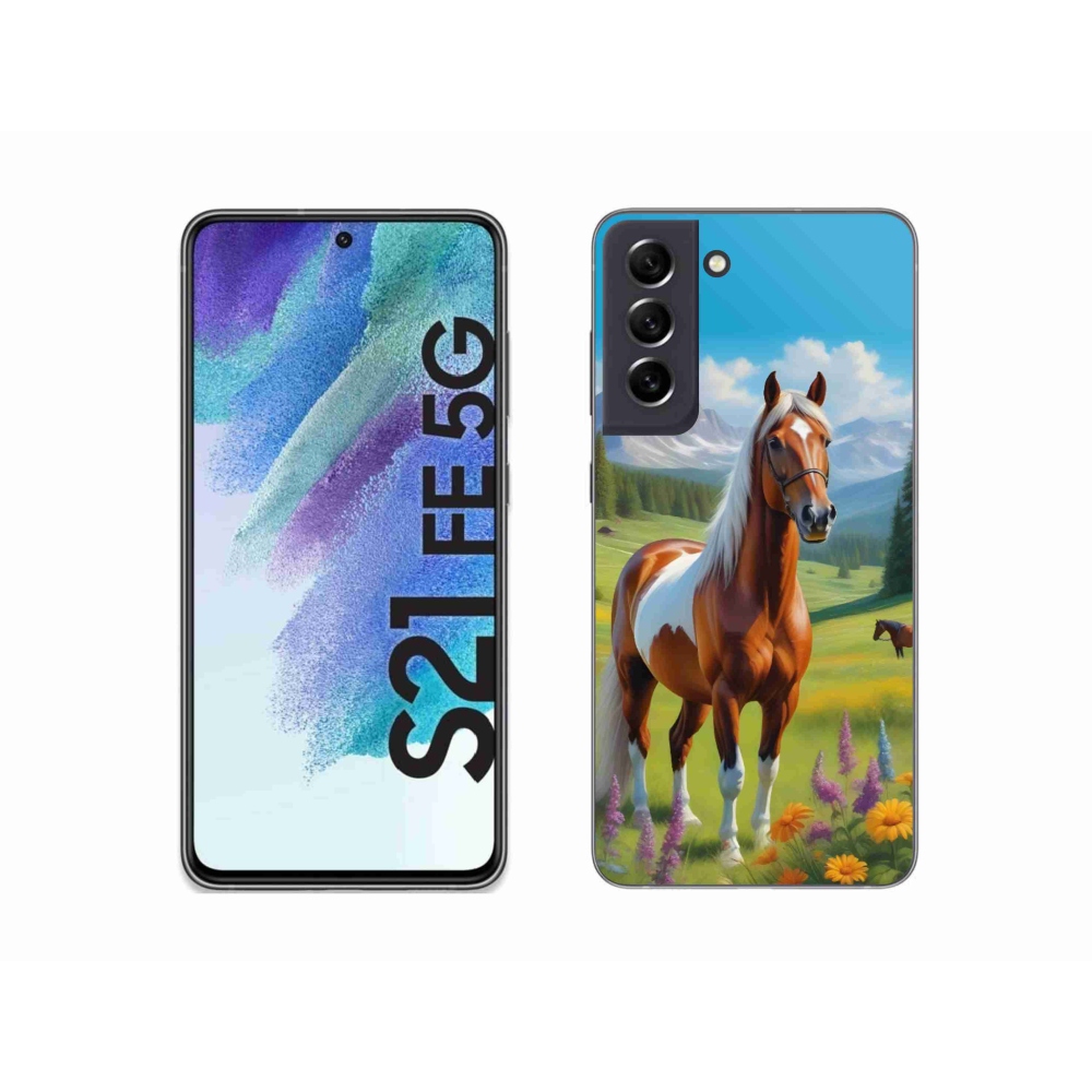 Gelový kryt mmCase na Samsung Galaxy S21 FE 5G - kůň na louce