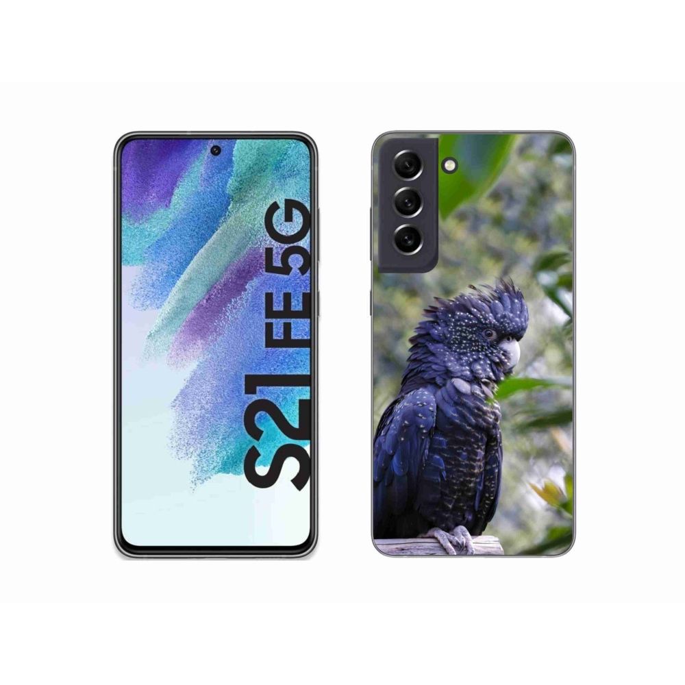 Gelový kryt mmCase na Samsung Galaxy S21 FE 5G - papoušek kakadu černý